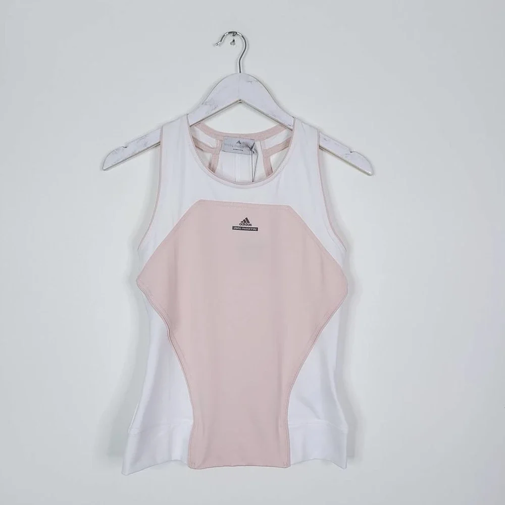 ADIDAS x STELLA McCARTNEY Barricade Tennis Athletic Tank Top Salmon White NWT L - Picture 2 of 12